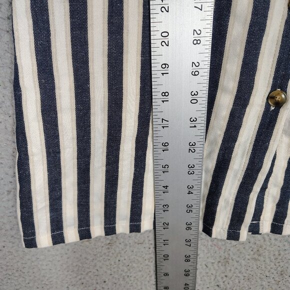 J.Crew Dress Women's 0 Cream Blue Striped Linen Blend Sleeveless Button-Front - Picture 7 of 9